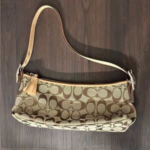 Coach Signature Brown and Tan Shoulder Bag